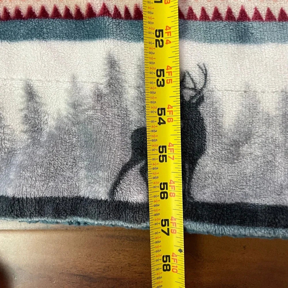 Montauk Southwestern Deer Throw Blanket Aztec Stripe Pine Tree Sherpa Fleece